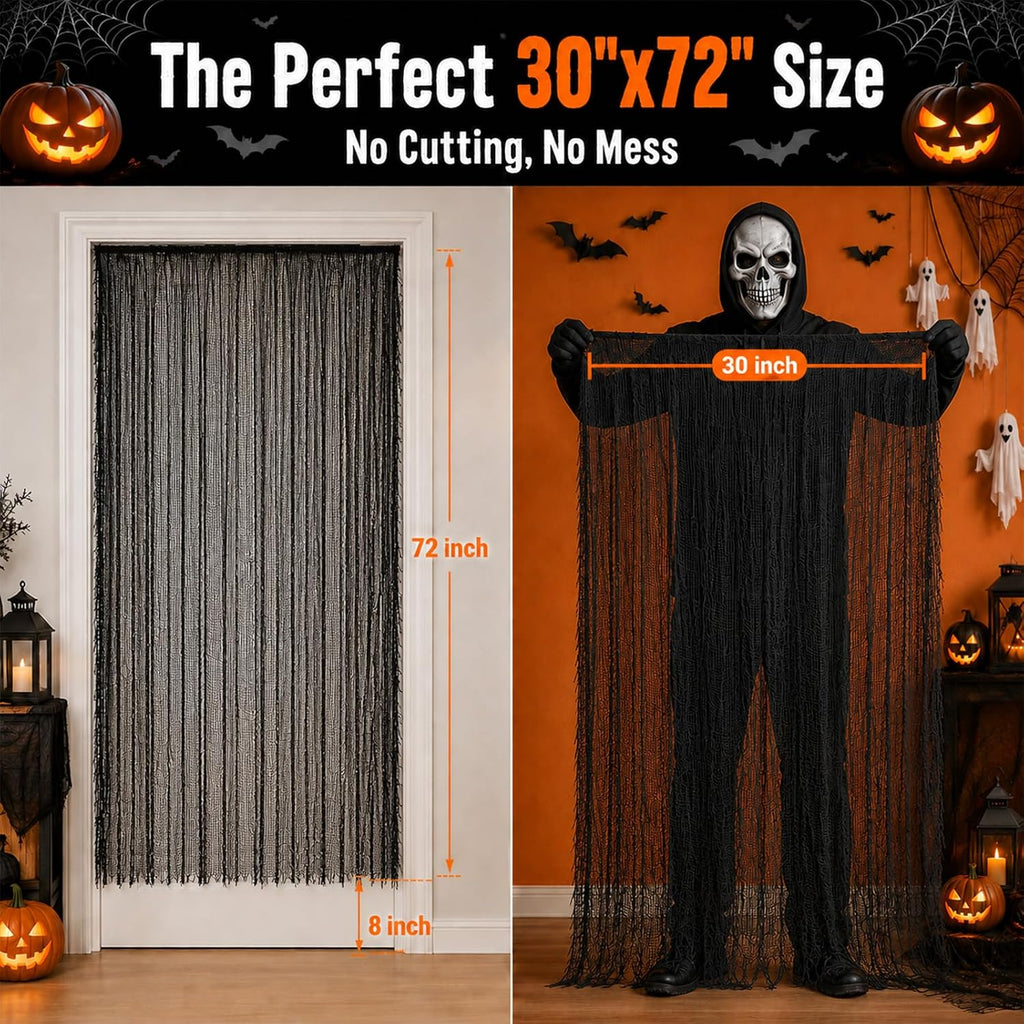 6 Pcs Creepy Black Cheesecloth Halloween Decor