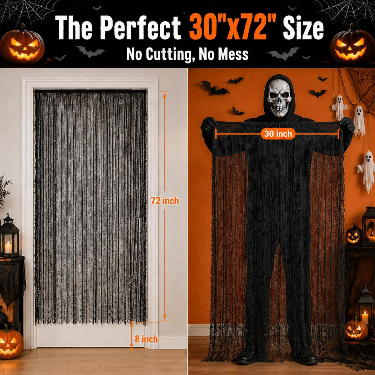 6 Pcs Creepy Black Cheesecloth Halloween Decor