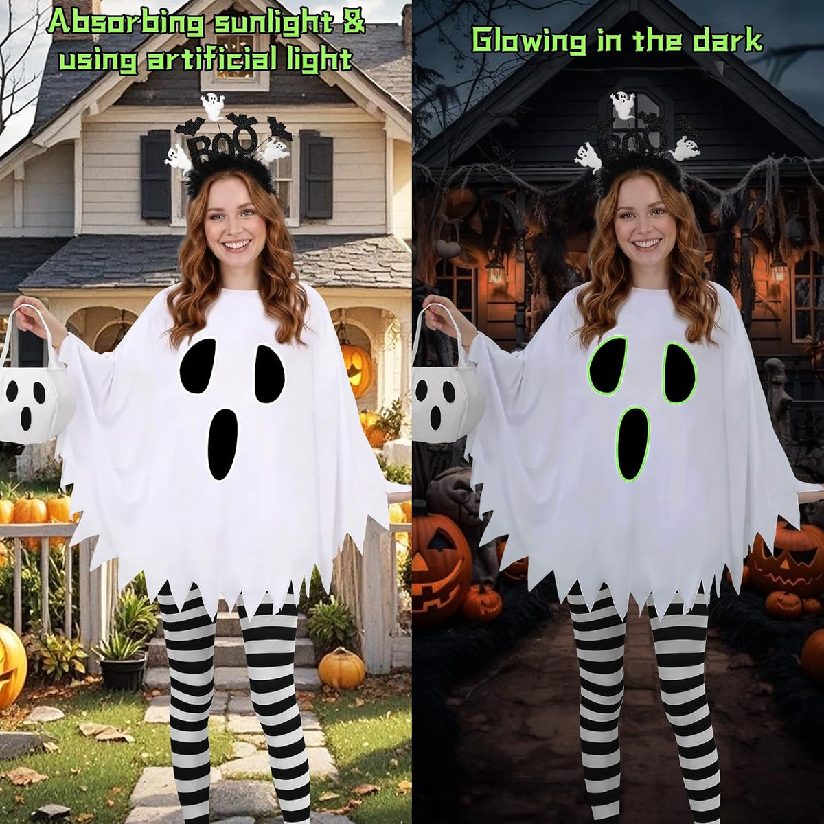 Halloween Women Glow in Dark Ghost Costume 