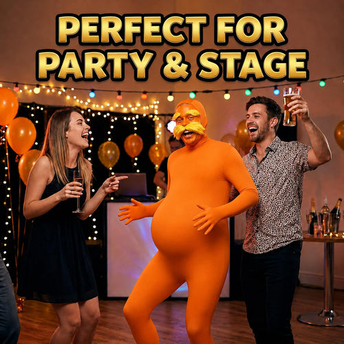 Orange Jumpsuit Halloween Costume with Inflatable Belly 