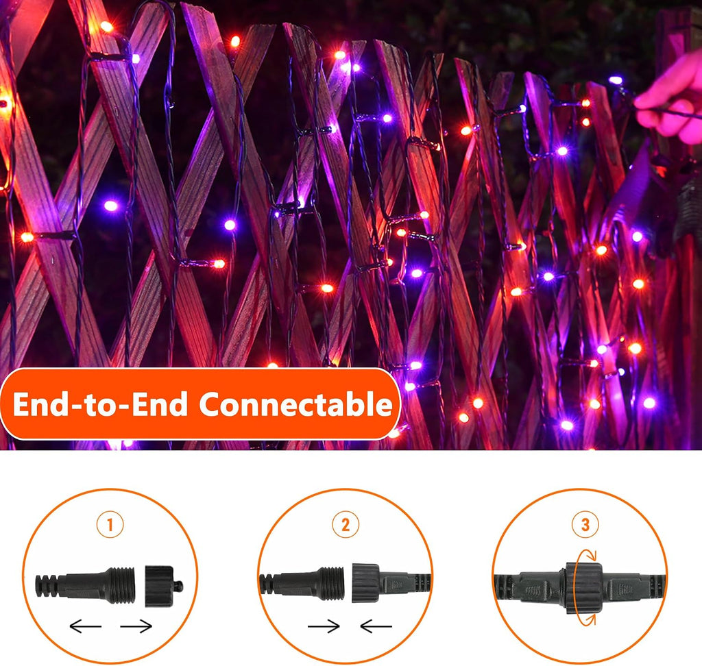 Orange Purple Halloween Lights 100FT 300LED 