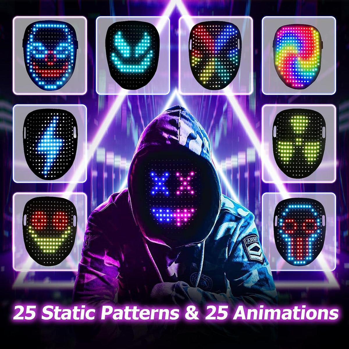 Face-transforming Halloween Costume Led Mask