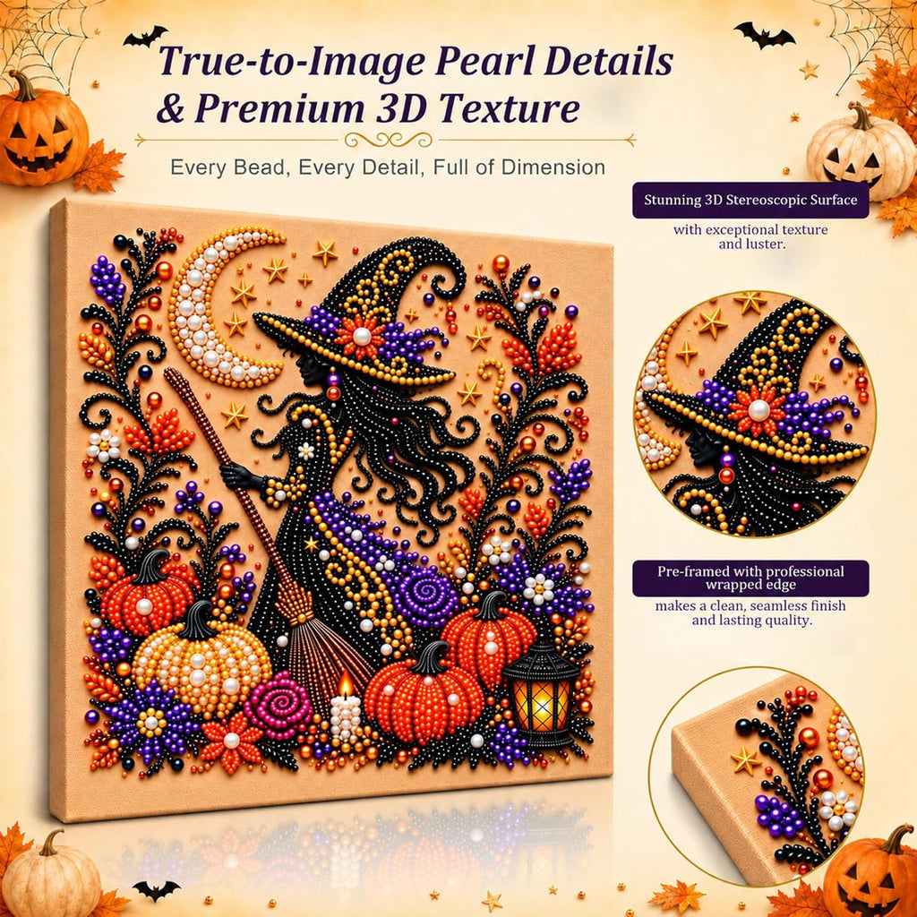 Framed Pearl Diamond Art Halloween Wall Decor 
