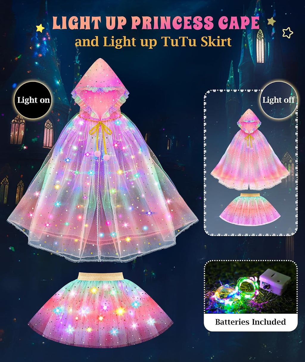 Princess Dress up for Girls Unicorn Light up Cape Dress