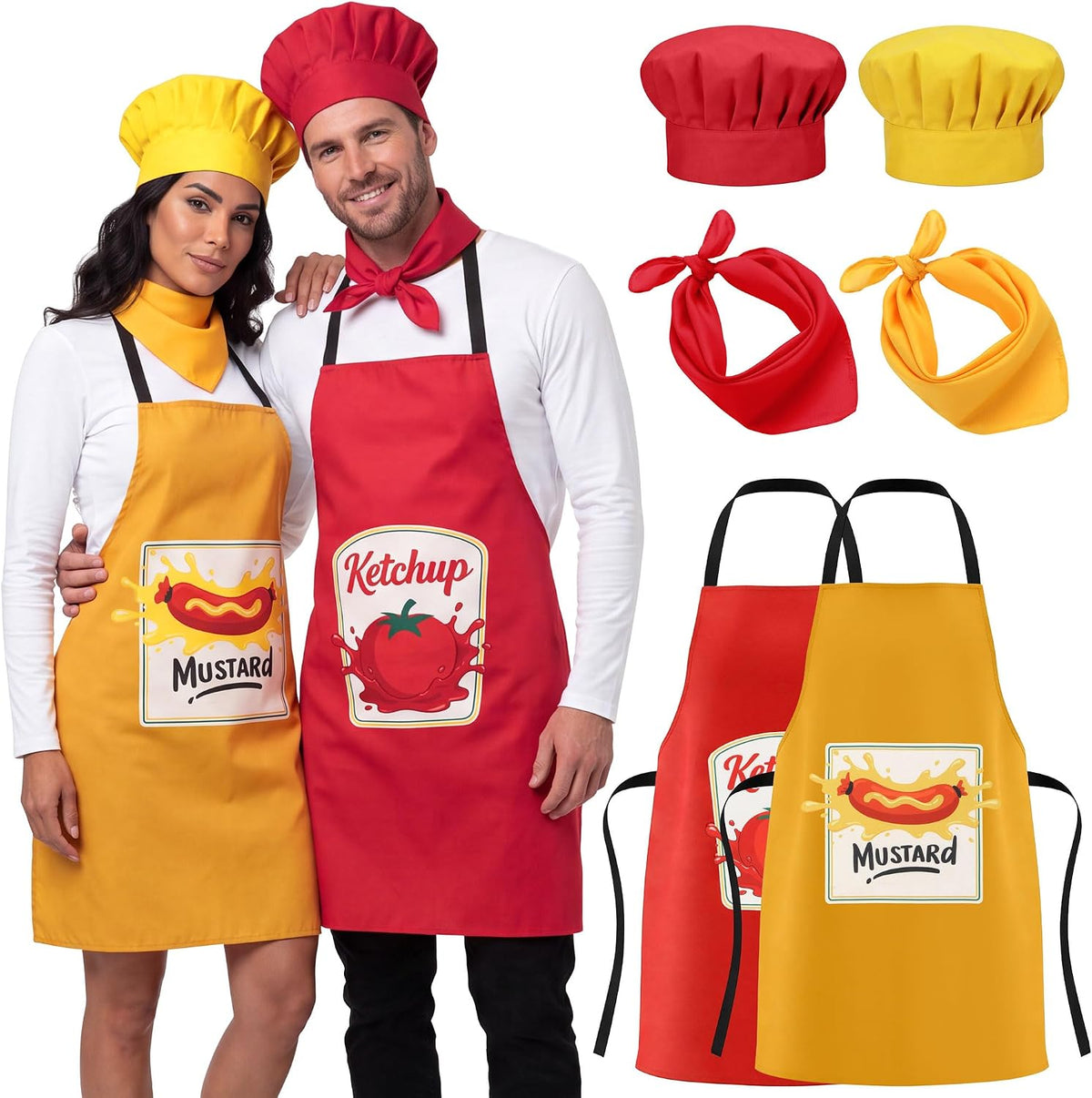 6PCS Halloween Couples Costume Set Ketchup Mustard 