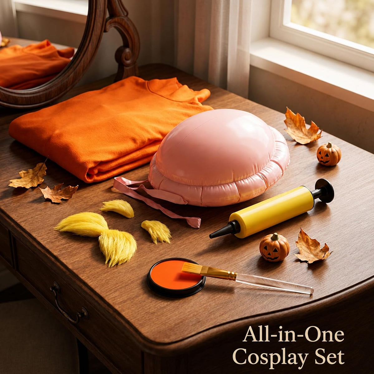 Orange Jumpsuit Halloween Costume with Inflatable Belly 