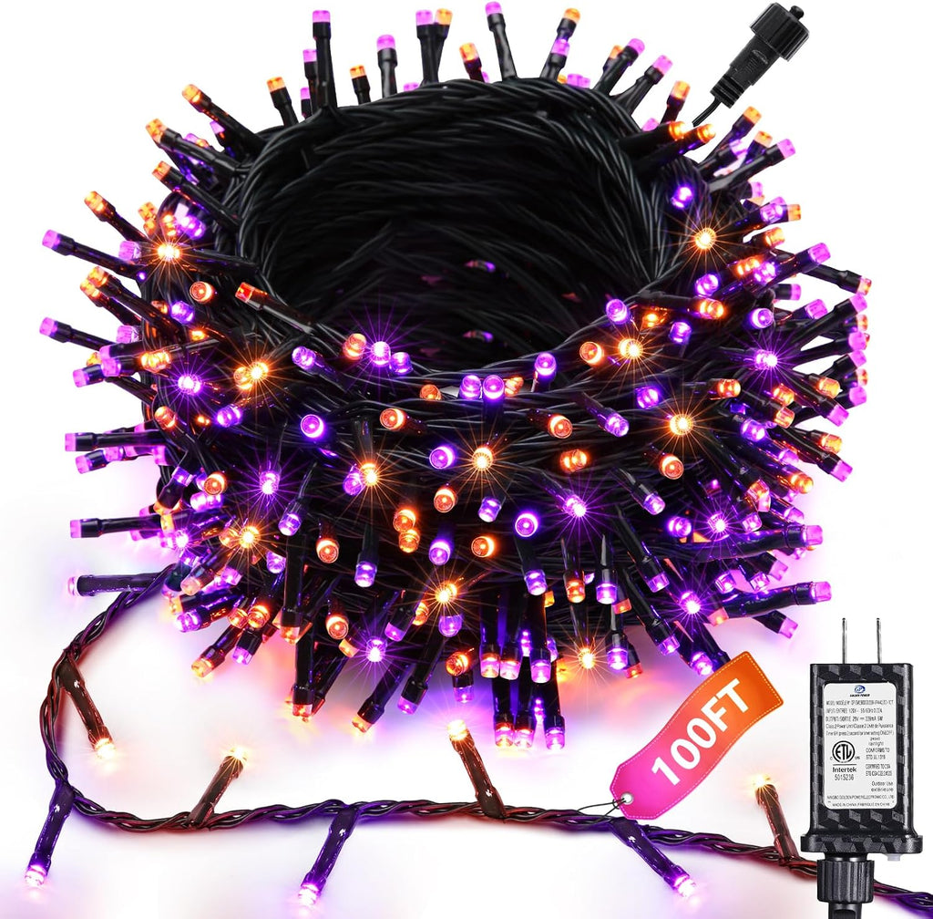 Orange Purple Halloween Lights 100FT 300LED 