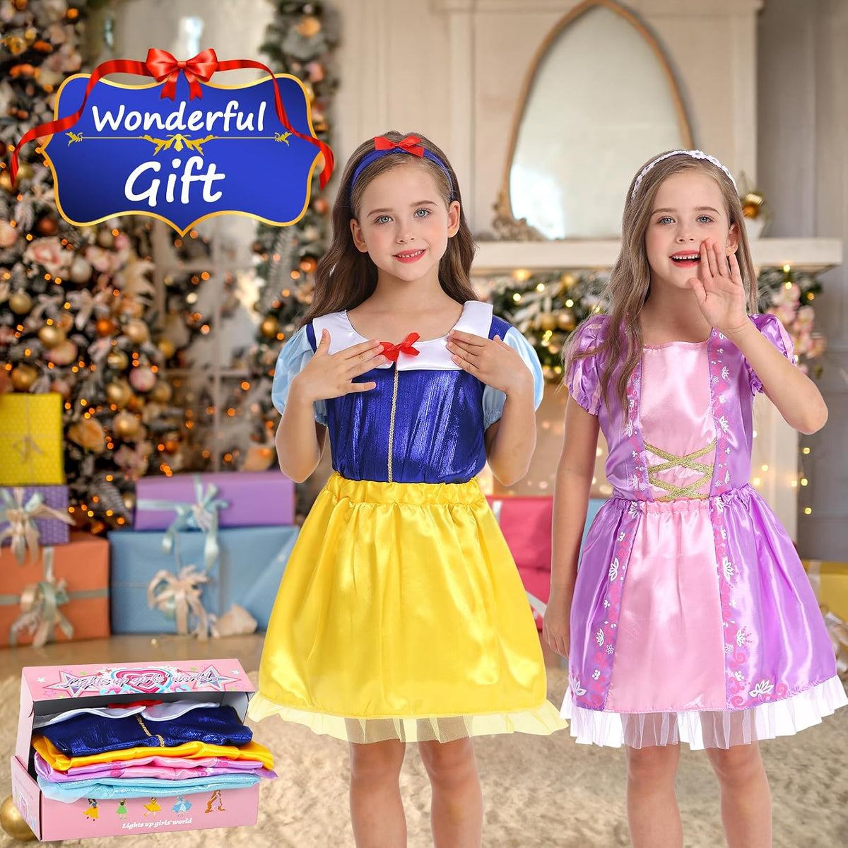 Princess Dress Up Clothes for Little Girl Role Play Costume Size Toddler