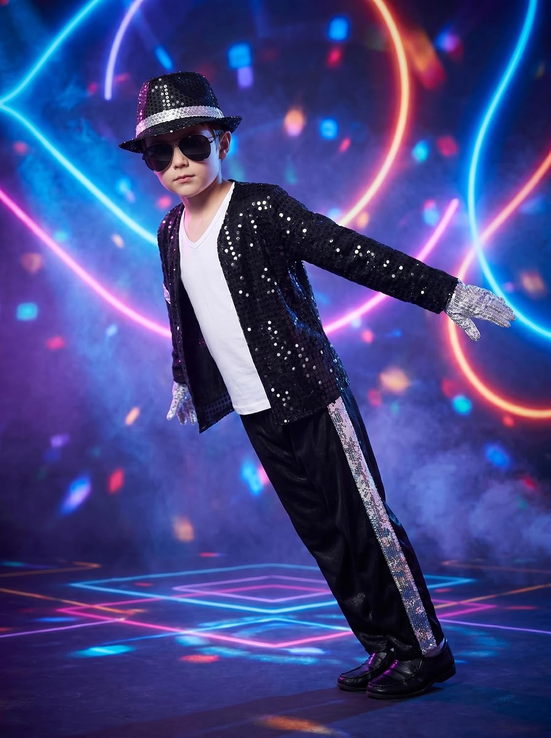 Kids Dance Star Costume for Boys 80S 90S Pop Stage Age10-12