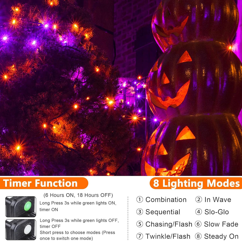 Orange Purple Halloween Lights 100FT 300LED 