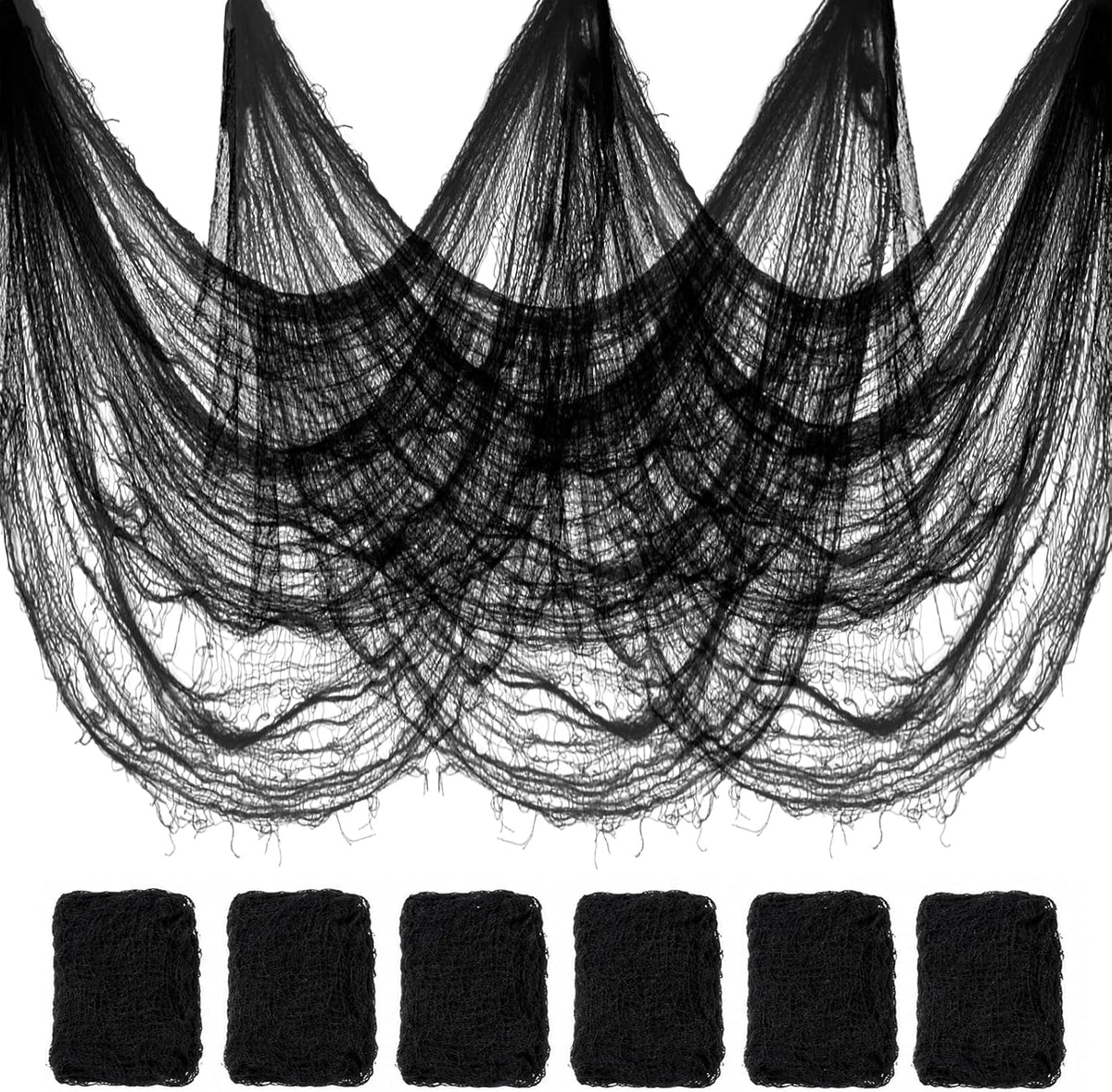 6 Pcs Creepy Black Cheesecloth Halloween Decor