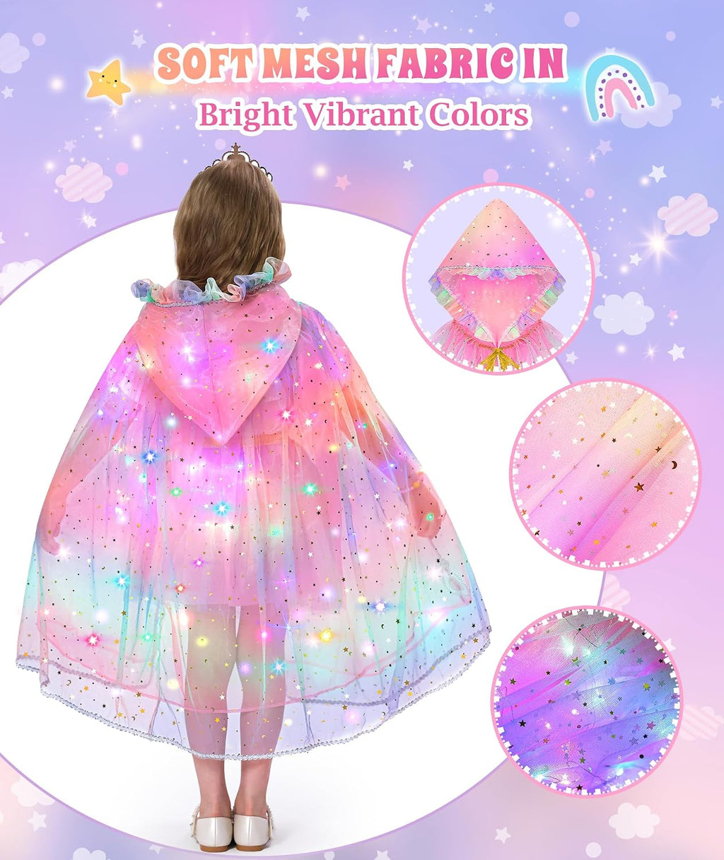 Princess Dress up for Girls Unicorn Light up Cape Dress