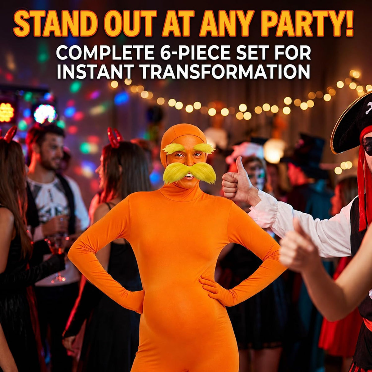 Orange Jumpsuit Halloween Costume with Inflatable Belly 