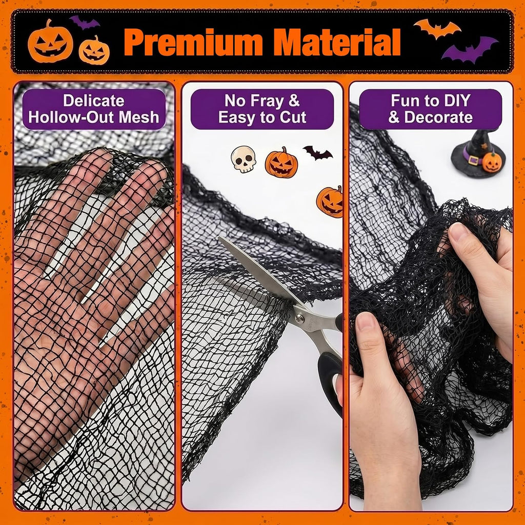 6 Pcs Creepy Black Cheesecloth Halloween Decor