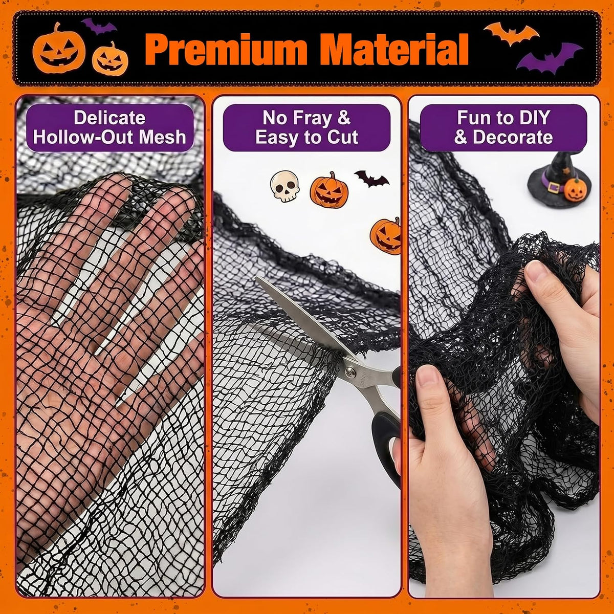 6 Pcs Creepy Black Cheesecloth Halloween Decor
