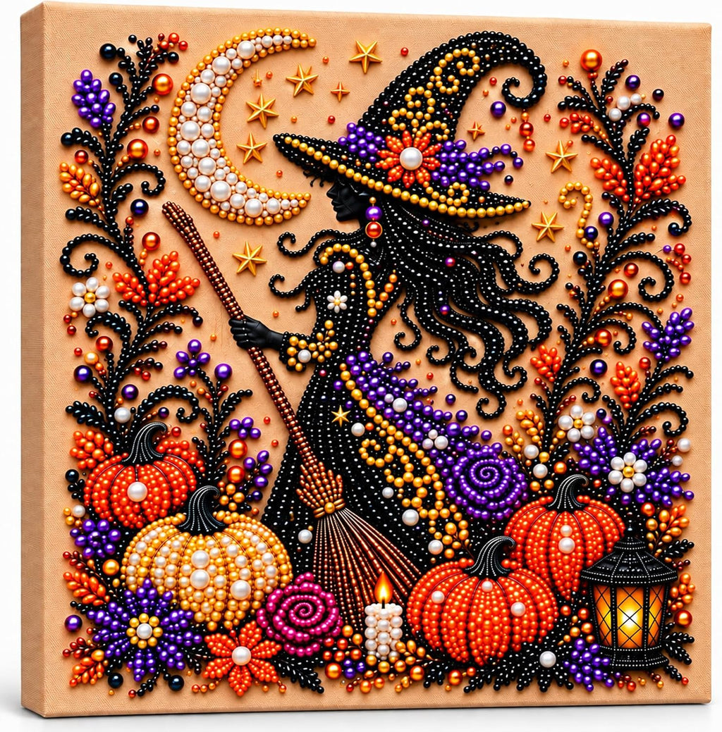 Framed Pearl Diamond Art Halloween Wall Decor 