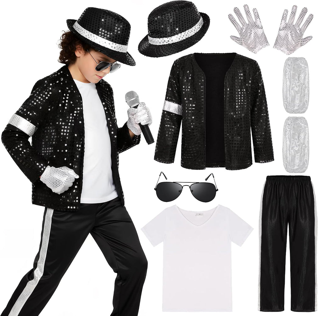 Kids Dance Star Costume for Boys 80S 90S Pop Stage Age10-12