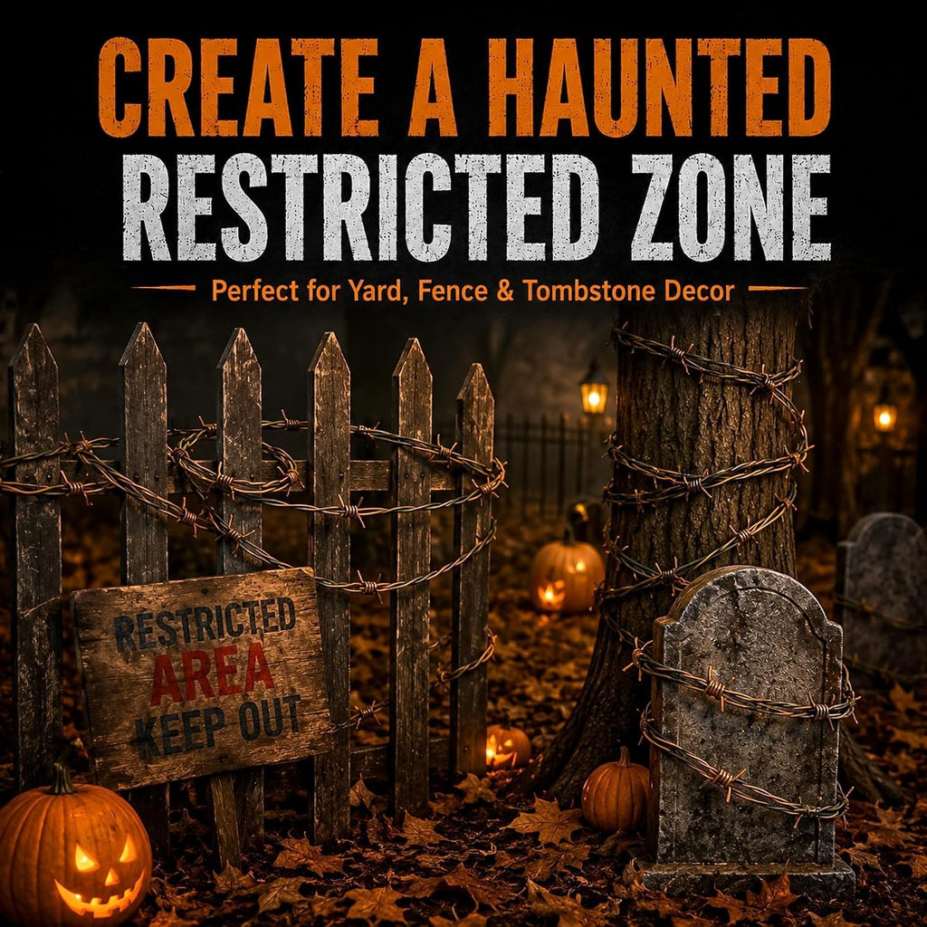 3 Pack Halloween Rusted Fake Plastic Barbed Wire Brown