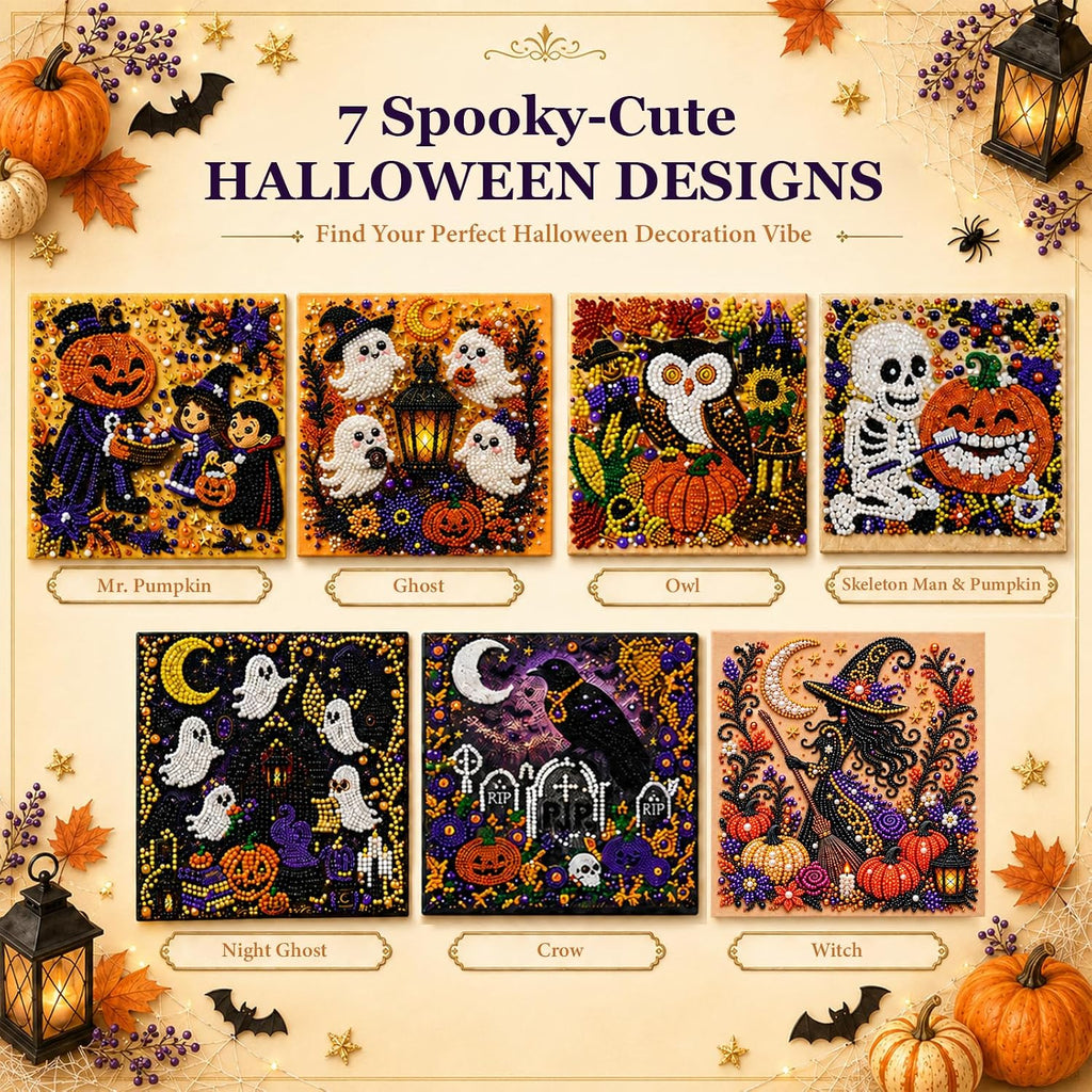 Framed Pearl Diamond Art Halloween Wall Decor 