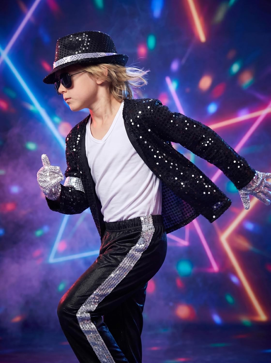 Kids Dance Star Costume for Boys 80S 90S Pop Stage Age10-12