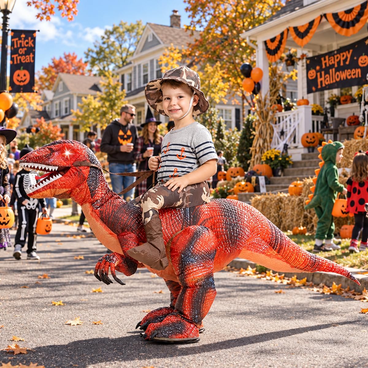 Inflatable Dinosaur Costume for Kids Halloween Age 7-10
