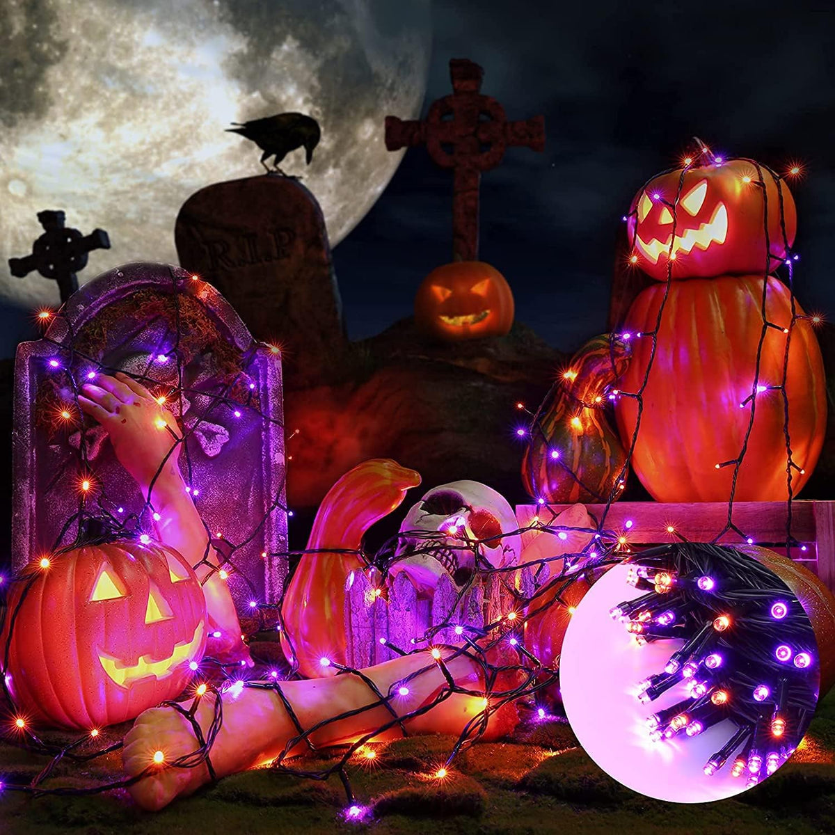 Orange Purple Halloween Lights 100FT 300LED 