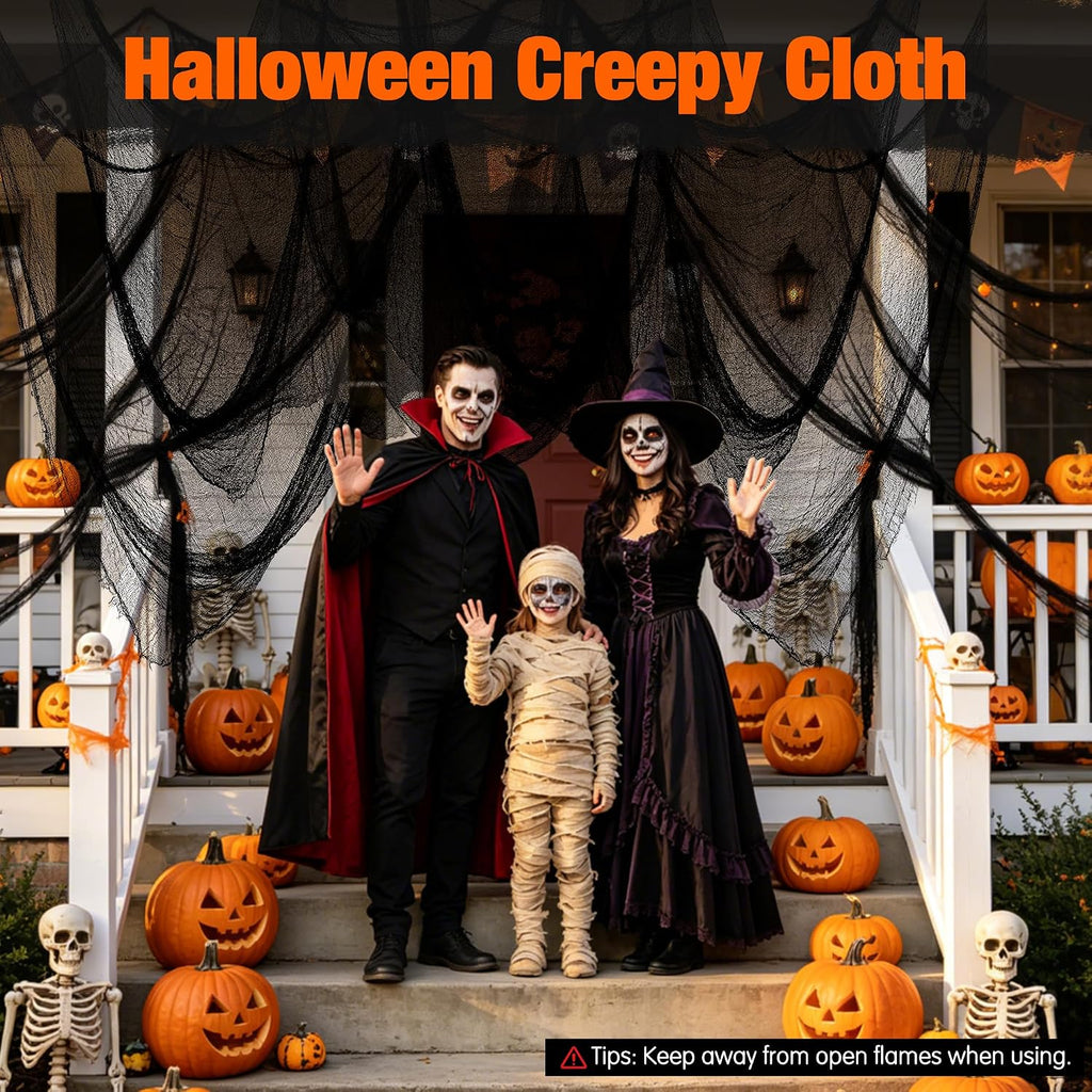 6 Pcs Creepy Black Cheesecloth Halloween Decor
