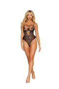 Dreamgirl Floral Lace Black Teddy