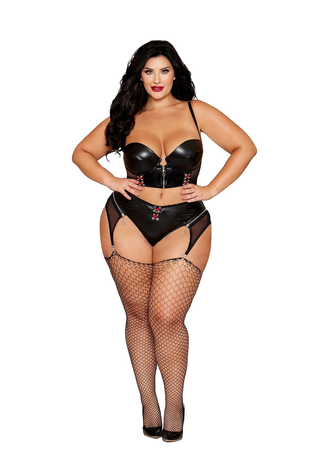 Dreamgirl Plus Long Line Bra & Garter