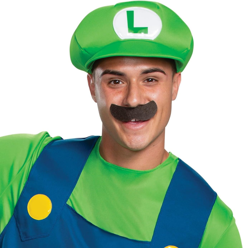 Adult Luigi Costume with Hat and Mustache Size Medium