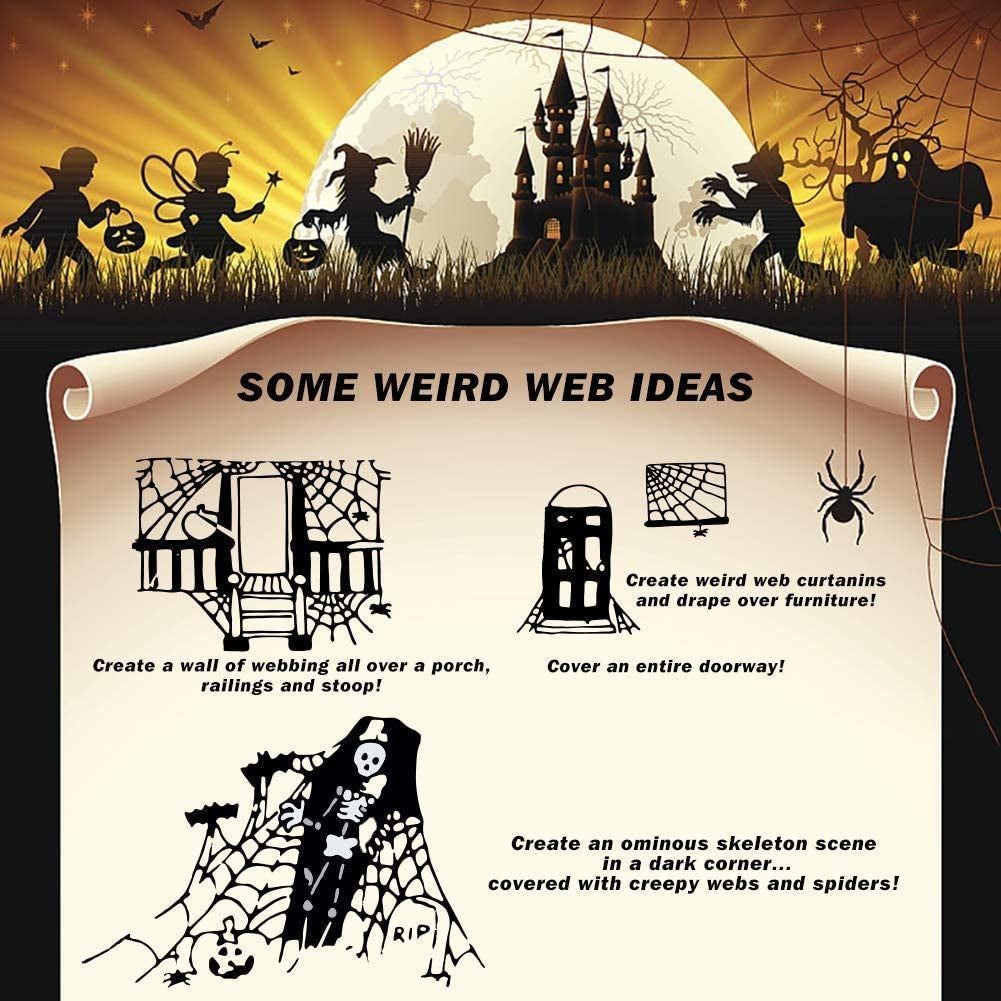 Halloween Spider Webs Decorations with 150 Extra Fake Spiders