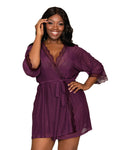 Dreamgirl Plus Size Stretch Mesh Chemise & Robe Set